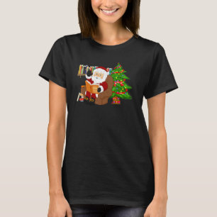 Merry Christmas Book Reading Santa Claus Xmas Book T-Shirt