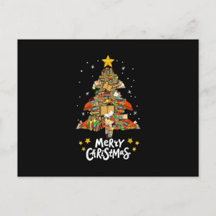 Merry Christmas Books Christmas Tree Light Reading Postcard