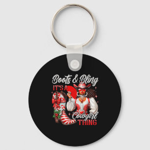 Merry Christmas Boots &amp; Bling Its A Cowgirl Th Keychain