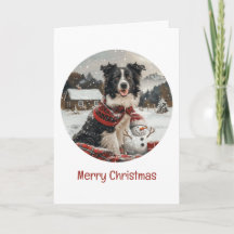 Merry Christmas Border Collie Dog Snowman