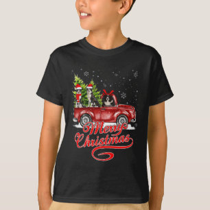 Merry Christmas Border Collie Dogs Santa Reindeer  T-Shirt