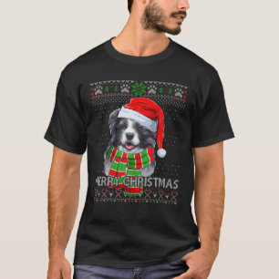 Merry Christmas Border Collie Santa Scarf Ugly Xma T-Shirt