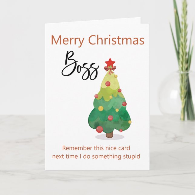 Merry Christmas Boss From Employee Funny Card (Front)