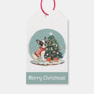 Merry Christmas Boston Terrier Dog Gift Tags