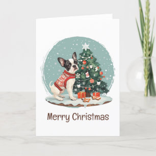 Merry Christmas Boston Terrier Dog Holiday Card