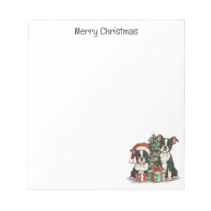Merry Christmas Boston Terrier Dogs Notepad