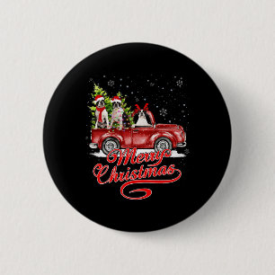 Merry Christmas Boston Terrier Dogs Santa Reindeer 2 Inch Round Button