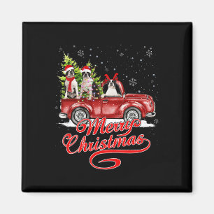 Merry Christmas Boston Terrier Dogs Santa Reindeer Magnet