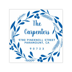 Merry Christmas Botanical Garland Handwriting Self-inking Stamp