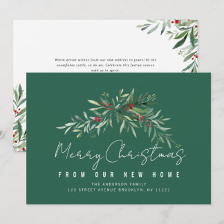 Merry Christmas botanical moving announcement card