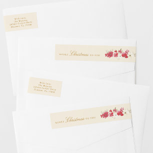Merry Christmas Botanical Return Address Wrap Around Label