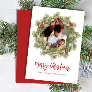 Merry Christmas Botanical Winter Holiday Wreath