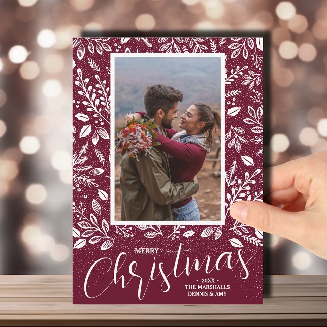 Merry Christmas Botanicals Photo Holiday Card (Creator Uploaded)