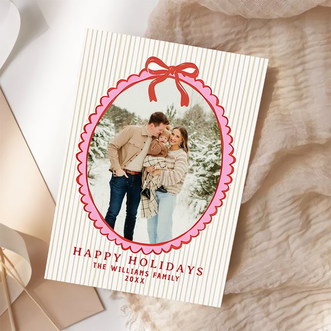 Merry Christmas Bow Family Photo Holiday Card (Creator Uploaded)