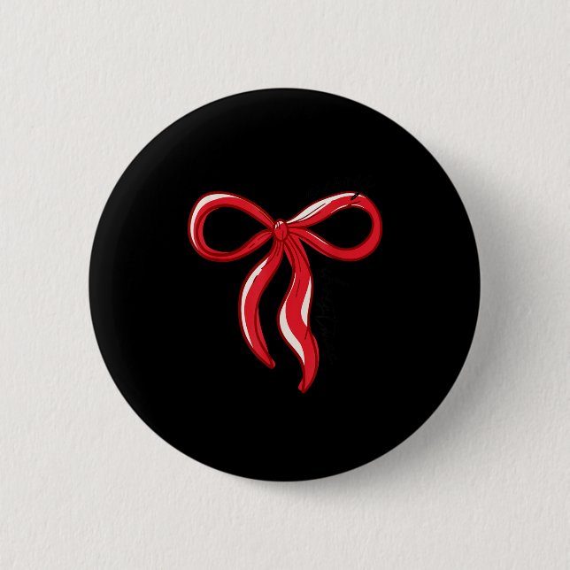 Merry Christmas Bow Red Santa Xmas Coquette Aesthe 2 Inch Round Button (Front)