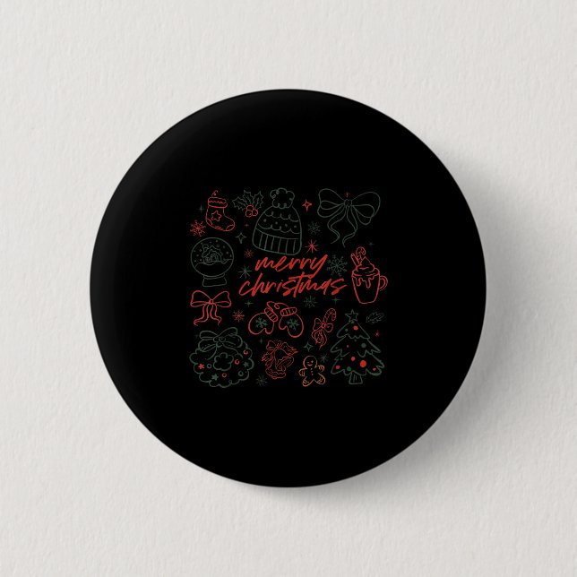 Merry Christmas Bow Santa Xmas Coquette Aesthetic  2 Inch Round Button (Front)