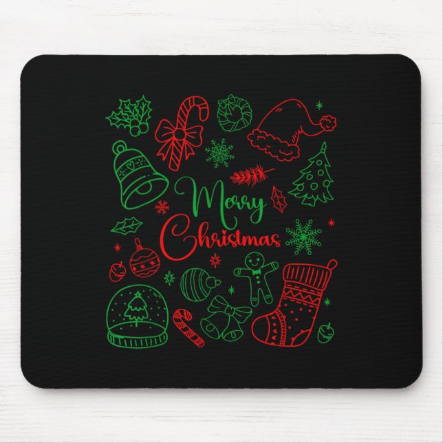 Merry Christmas Bow Santa Xmas Coquette Aesthetic  Mouse Pad (Front)