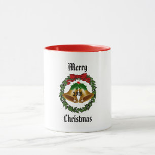Merry Christmas Bow, Wreath, and Bells Mug