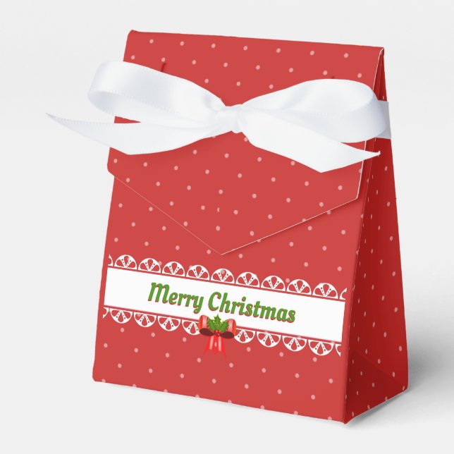 Merry Christmas, Bows and Polka Dots Favor Box (Front Side)