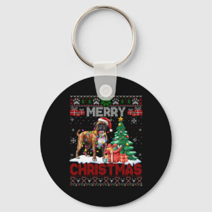 Merry Christmas Boxer Dog Lovers Family Ugly Xmas Keychain