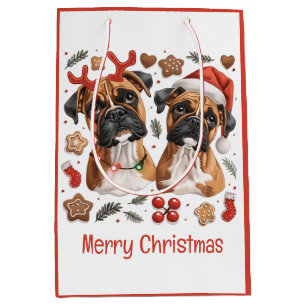 Merry Christmas Boxer Dogs Medium Gift Bag