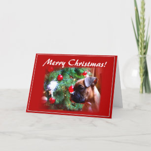 Merry Christmas boxer puppy greeting card