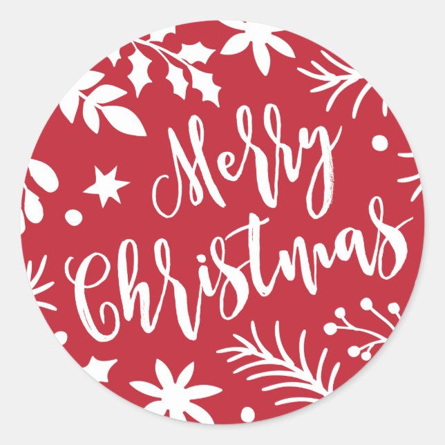 Merry Christmas Branches Holiday Sticker (Front)
