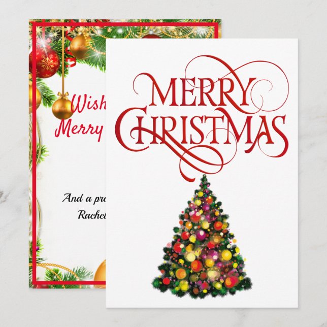 Merry Christmas Bright Happy Colours Personal Text Holiday Card (Front/Back)