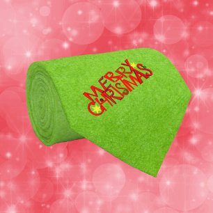 Merry Christmas Bright Red Letters stars Green Tie