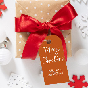 Merry Christmas Brown Gift Tags