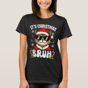 Merry Christmas Bruh Funny Cat Kitten Xmas Men Boy T-Shirt