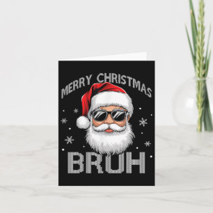 Merry Christmas Bruh Funny Santa Claus Retro Men W Card