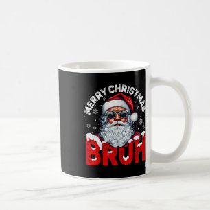 Merry Christmas Bruh Funny Santa Claus Retro Men W Coffee Mug