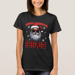 Merry Christmas Bruh Red Plaid Funny Santa Claus M T-Shirt