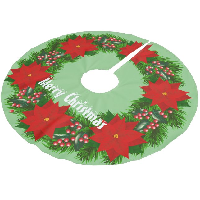 Merry Christmas Brushed Polyester Tree Skirt (Angled)
