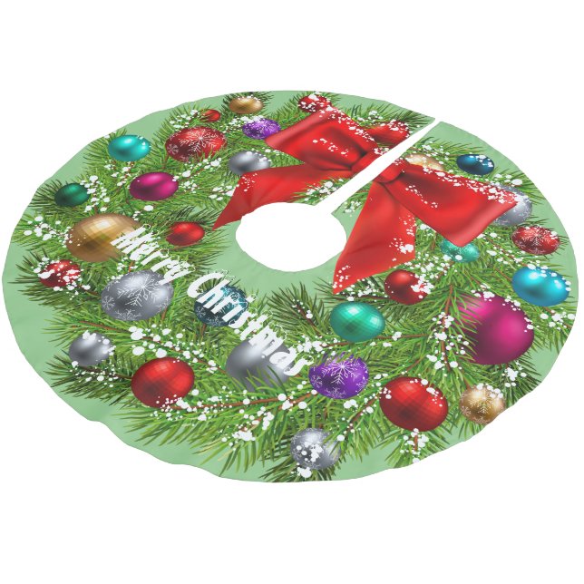 Merry Christmas Brushed Polyester Tree Skirt (Angled)