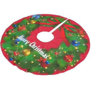 Merry Christmas Brushed Polyester Tree Skirt