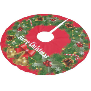 Merry Christmas Brushed Polyester Tree Skirt