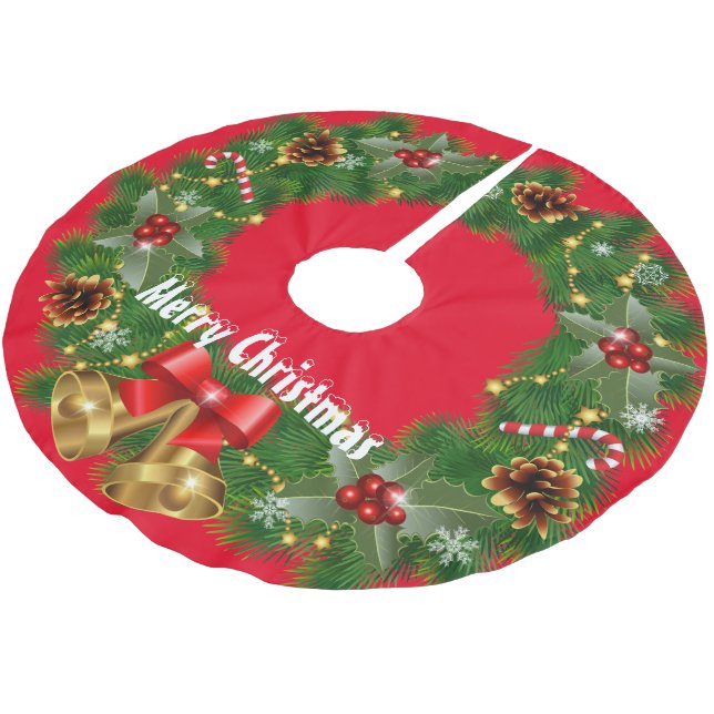 Merry Christmas Brushed Polyester Tree Skirt (Angled)