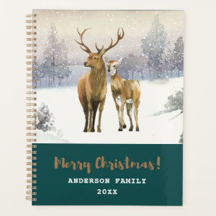 Merry Christmas Buck and Doe Deer Winter Scene  Planner