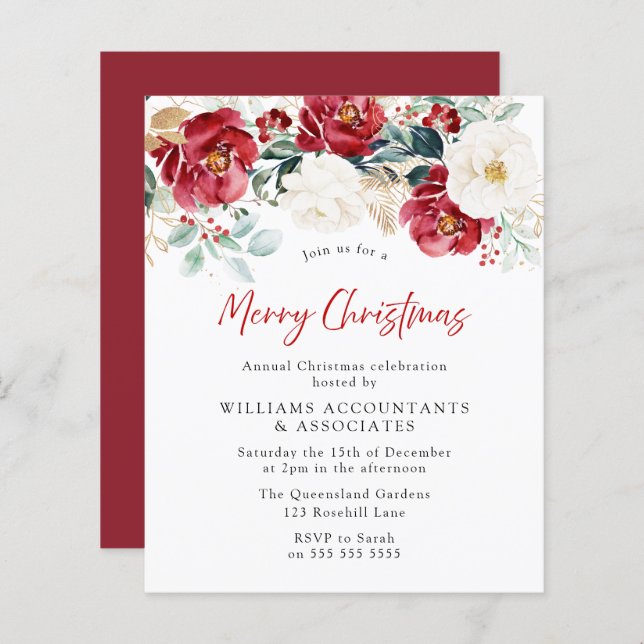 Merry Christmas Budget Christmas Party Invitation (Front/Back)