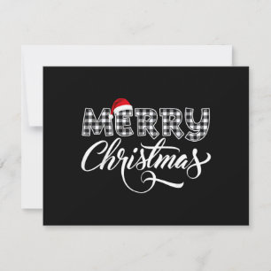 Merry Christmas Buffalo Black and White Plaid for