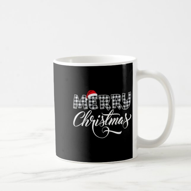 Merry Christmas Buffalo Black And White Plaid For  Coffee Mug (Right)