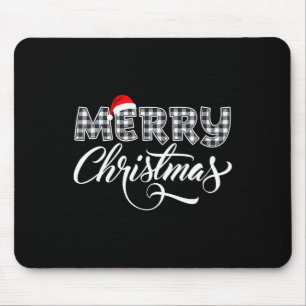 Merry Christmas Buffalo Black And White Plaid For Mouse Pad