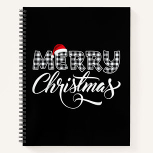 Merry Christmas Buffalo Black and White Plaid for  Notebook