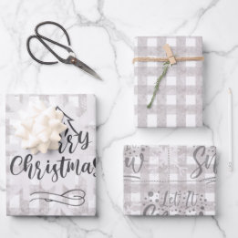 Merry Christmas Buffalo Check Wrapping Paper Set