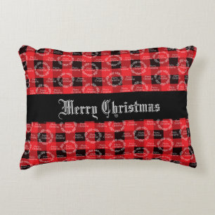 Merry Christmas Buffalo Plaid Accent Pillow