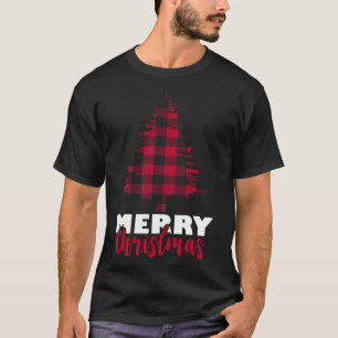 Merry Christmas Buffalo Plaid Christmas Tree Xmas T-Shirt