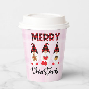 Merry Christmas- Buffalo Plaid Gnomes Paper Cups