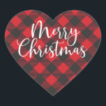 Merry Christmas Buffalo Plaid Heart Sticker<br><div class="desc">A lovely red and black buffalo plaid heart shaped Christmas sticker for your Holiday cards,  treats and gifts. Designed for you by Blackberry Boulevard.</div>